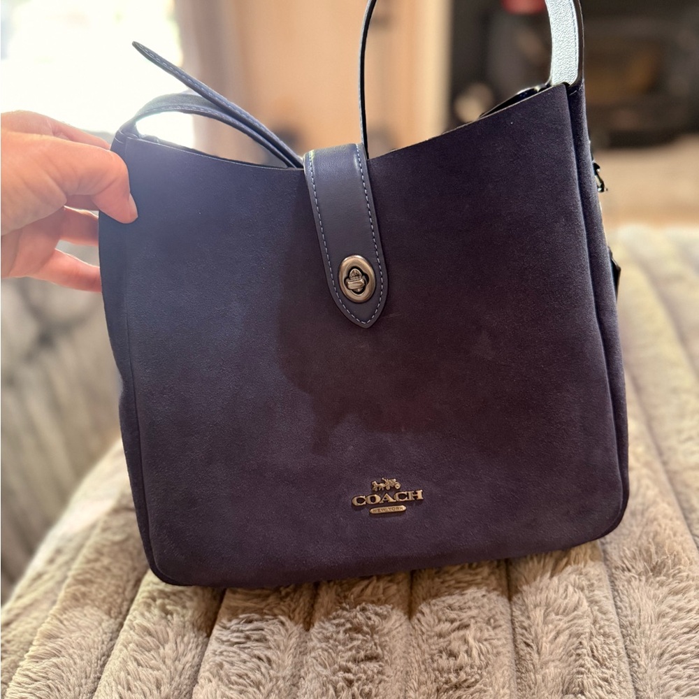 Coach Hadley Blue Shoulder Bag with Gold Hardware